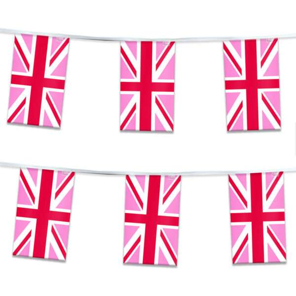 AGAS Pink Union Jack Streamers for Party 60 Ft long - 5 Mil Plastic