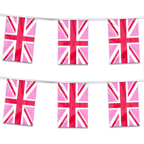 AGAS Pink Union Jack Streamers for Party 60 Ft long