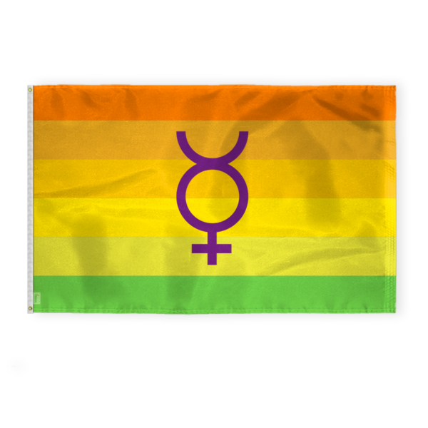 AGAS Large Hermaphrodite Pride Flag 6x10 Ft - Double Sided Printed 200D Nylon