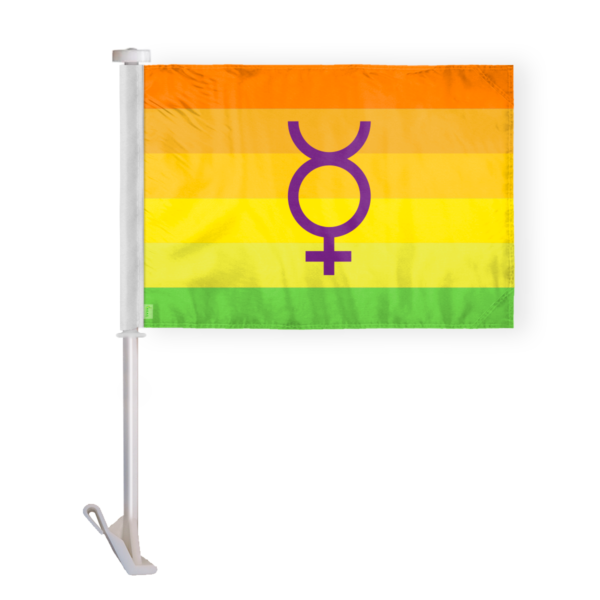 AGAS Hermaphrodite Pride Car Window Flag 10.5x15 inch
