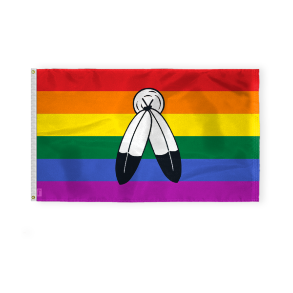 AGAS Two-Spirit Rainbow Pride Flag 3x5 Ft - Double Sided Printed 200D Nylon