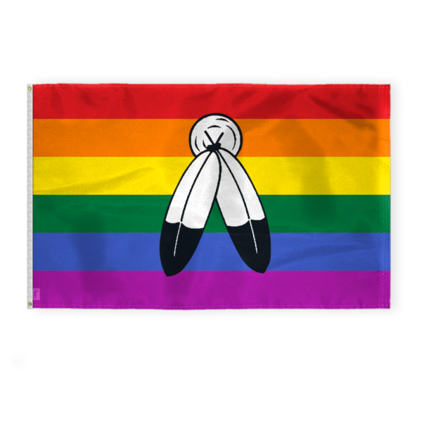 AGAS Two-Spirit Rainbow Pride Flag 4x6 Ft - Double Sided Printed 200D Nylon