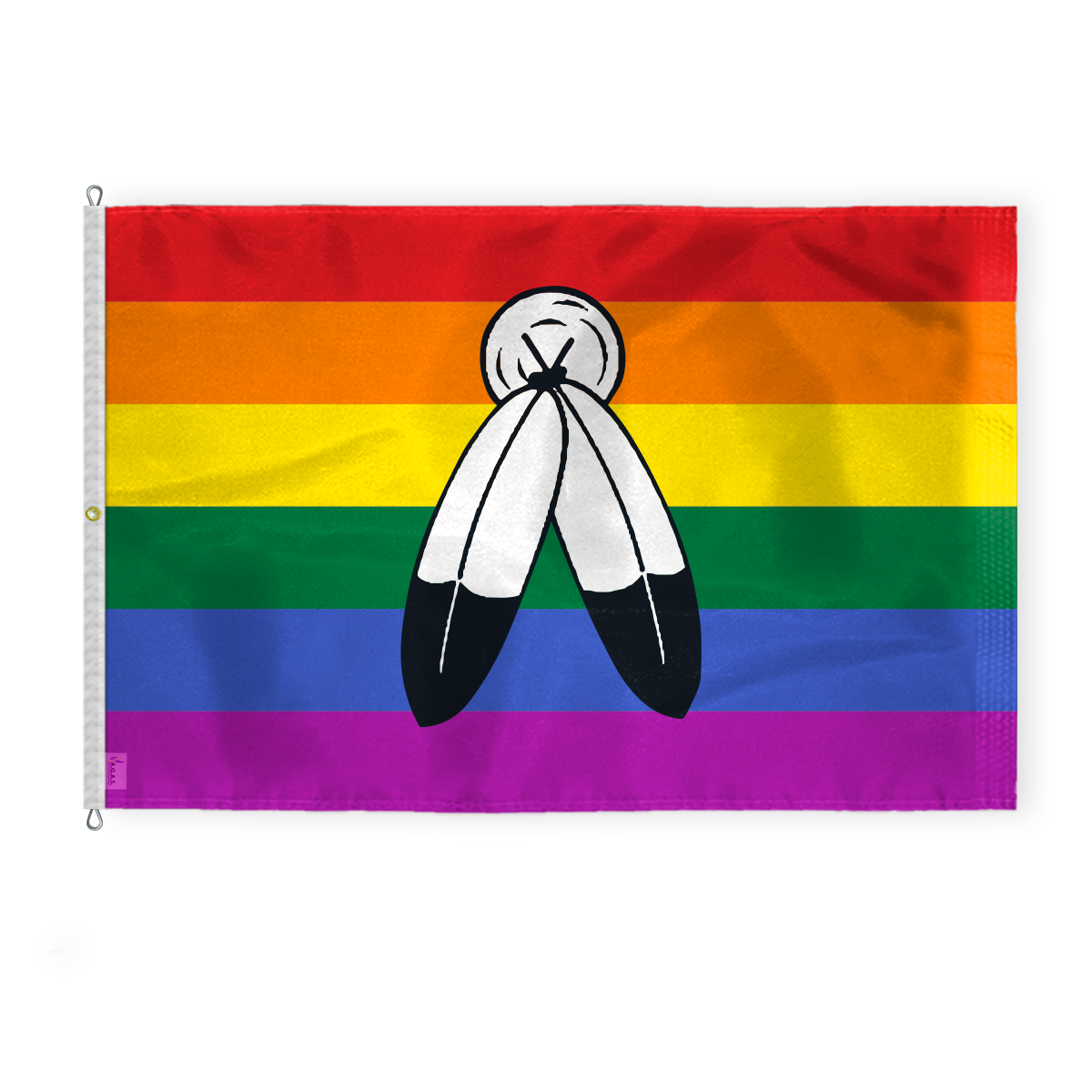 AGAS Large Two-Spirit Rainbow Pride Flag 8x12 Ft