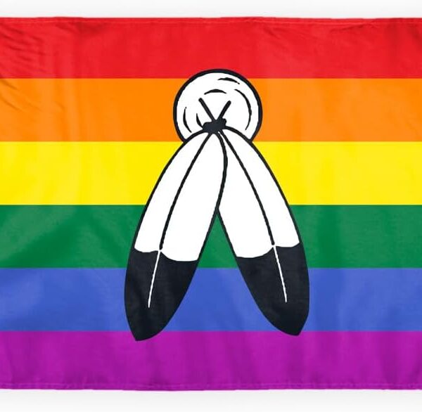 AGAS Two-Spirit Rainbow Motorcycle Flag 6x9 inch