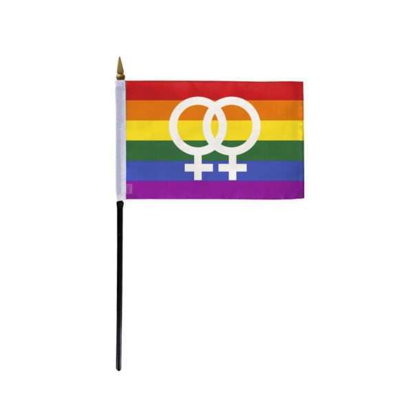 AGAS Small Double Female Flag 4x6 inch Flag on a 11 inch Plastic Stick