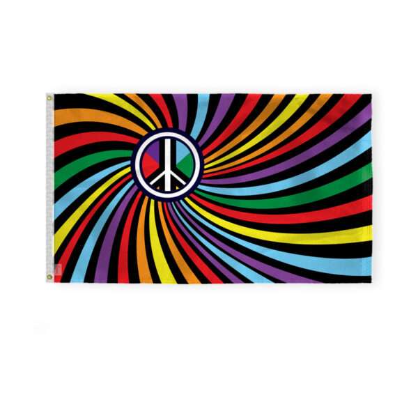 AGAS Peace Swirl Rainbow Flag 3x5 Ft - Printed 200D Nylon