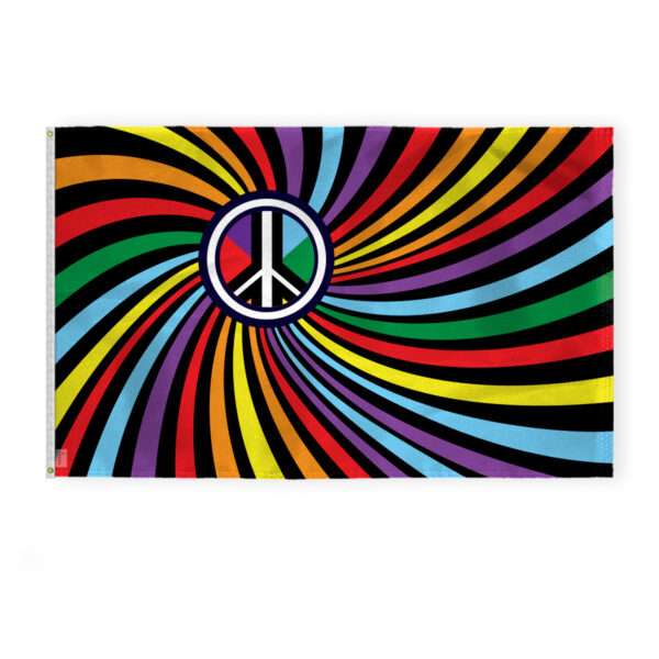 AGAS Peace Swirl Rainbow Pride Flag 4x6 Ft