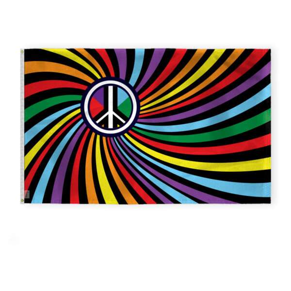 AGAS Peace Swirl Rainbow Pride Flag 5x8 Ft
