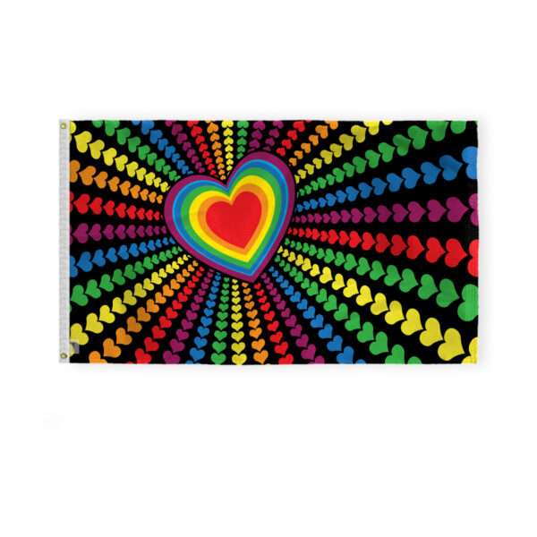 AGAS Rainbow Love Hearts Flag 3x5 Ft