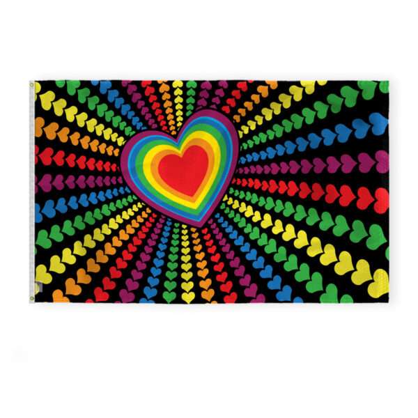 AGAS Rainbow Love Hearts Flag 4x6 Ft