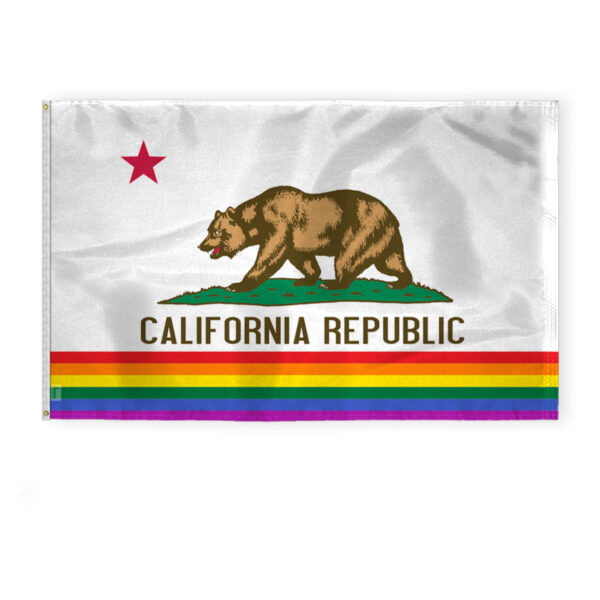 AGAS Large California Pride Flag 6x10 Ft - Printed 200D Nylon