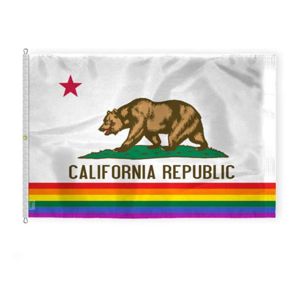 AGAS Large California Pride Flag 8x12 Ft - Printed 200D Nylon