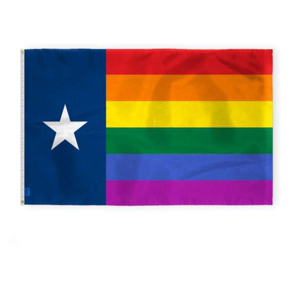 AGAS Large Texas Rainbow Flag 6x10 Ft - Printed 200D Nylon