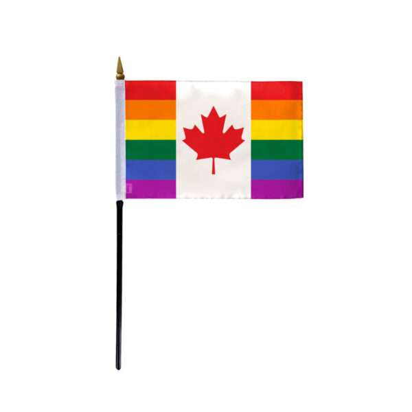 AGAS Small Canada Pride Flag 4x6 inch Flag on a 11 inch Plastic Stick