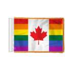 AGAS Canada Pride Antenna Aerial Flag For Cars with Gold Fringe 4x6 inch