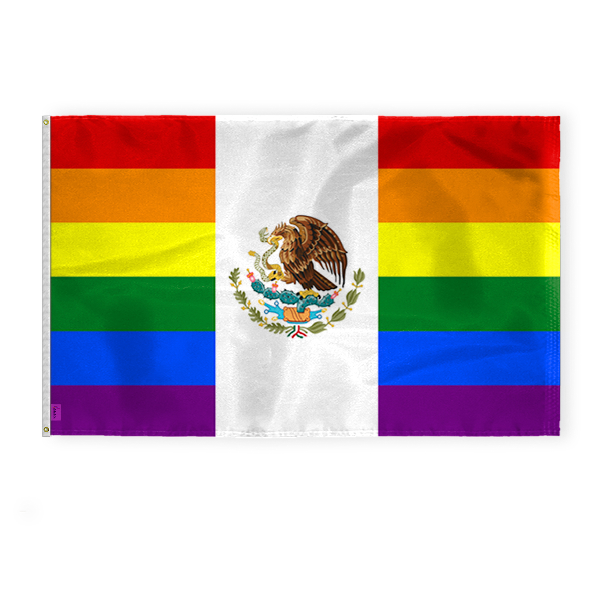 AGAS Mexico Rainbow Pride Flag 4x6 Ft - Printed 200D Nylon