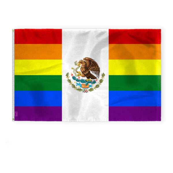 AGAS Mexico Rainbow Pride Flag 5x8 Ft - Printed 200D Nylon
