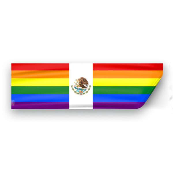 AGAS Mexico Rainbow Flag 3x10 inch Static Window Cling