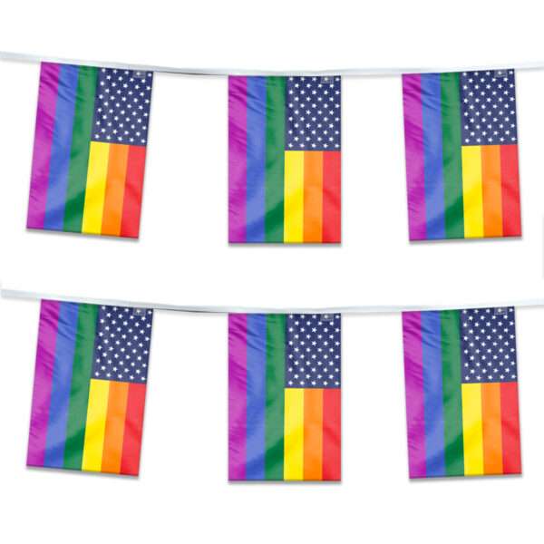 AGAS New Old Glory Pride Streamers for Party 60 Ft long - 5 Mil Plastic
