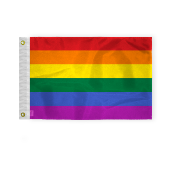 AGAS Rainbow Pride Mini Flag 6 Stripes 12x18 inch - Printed Single Sided on 200D Nylon