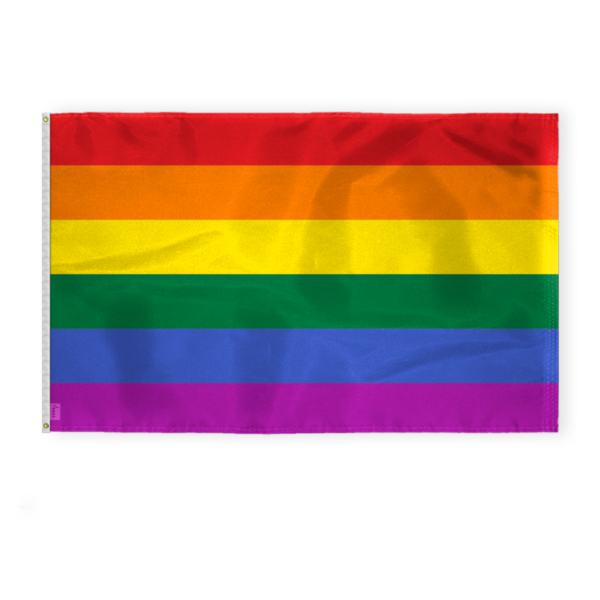 AGAS Rainbow Pride Flag 6 Stripes 6x10 ft - Printed Single Sided on 200D Nylon - Stitched Edges