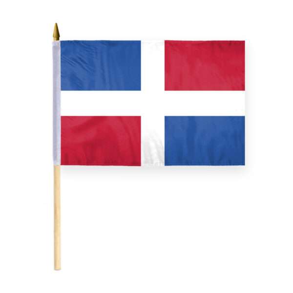 AGAS Dominican Republic Stick Flag 12x18 inch mounted onto 24 inch Wood Pole