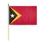 AGAS East Timor Flag 12x18 inch - 24" Wood Pole