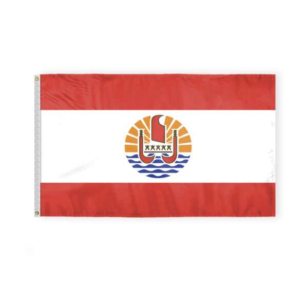 AGAS French Polynesia Tahiti Flag 3x5 ft Double Stitched Hem 100% Polyester Metal Grommets Indoor French Polynesia Tahitian Flag