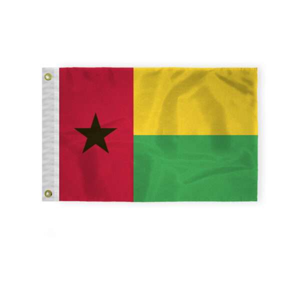 AGAS Guinea Bissau Nautical Flag 12x18 inch Mini Bissau-Guinean National Flag Outdoor 200D Nylon Double Stitched Hem Rust Proof Brass Grommets Canvas Header Bissau-Guinean National Boat Flag