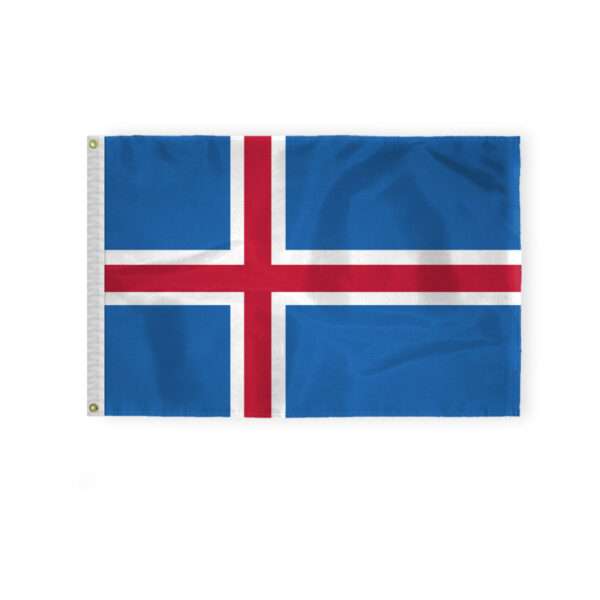 AGAS Iceland National Flag 2x3 ft Nylon Fabric Double Stitched Canvas Header Brass Grommets Fade Resistant & Vivid Colors Tough Iceland Banner