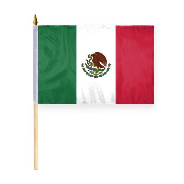 AGAS Mexico Stick Flag 12x18 inch mounted onto 24 inch Wood Pole