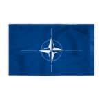 AGAS NATO North Atlantic Treaty Organization Atlantic Alliance Flag 6x10 ft 200D Nylon Fabric Double Stitched Canvas Header Brass Grommets Fade Resistant & Vivid Colors Big Size NATO Flag