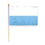 Small San Marino No Seal Flag 12x18 inch - 24 inch Wood Pole Polyester Fabric Double Stitched Handheld Mini Sammarinese Flag on Stick