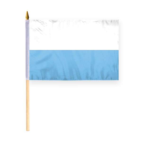 Small San Marino No Seal Flag 12x18 inch - 24 inch Wood Pole Polyester Fabric Double Stitched Handheld Mini Sammarinese Flag on Stick