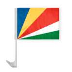 Seychelles Car Flag 12x16 inch Polyester Fabric Double Stitched 17 Inch White Plastic Flexible Pole