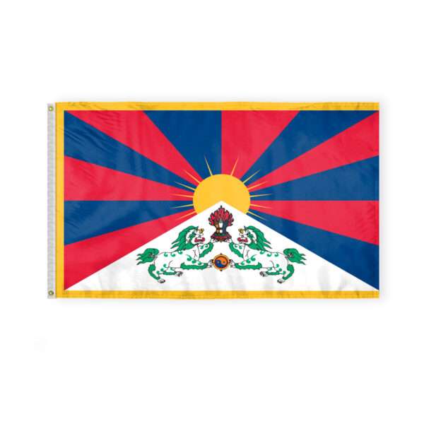 Tibet Flag 3x5 ft Double Stitched Hem
