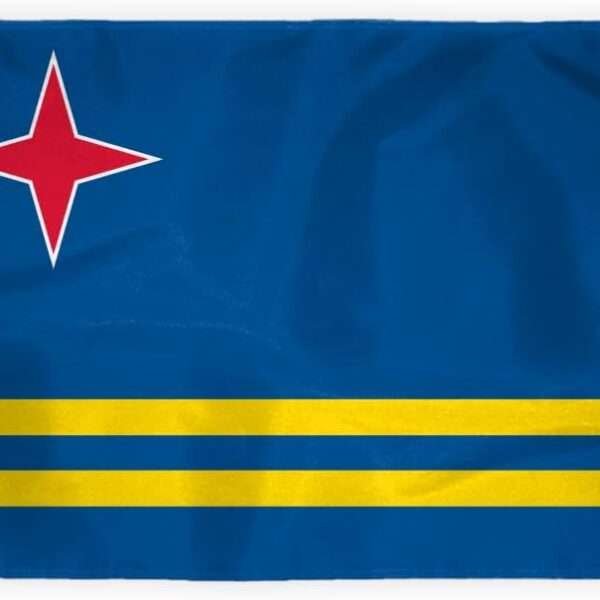 Aruba Country Flag 2x3 ft Nylon Fabric Double Stitched Canvas Header Brass Grommets Fade Resistant & Vivid Colors Tough Aruban Flag Banner