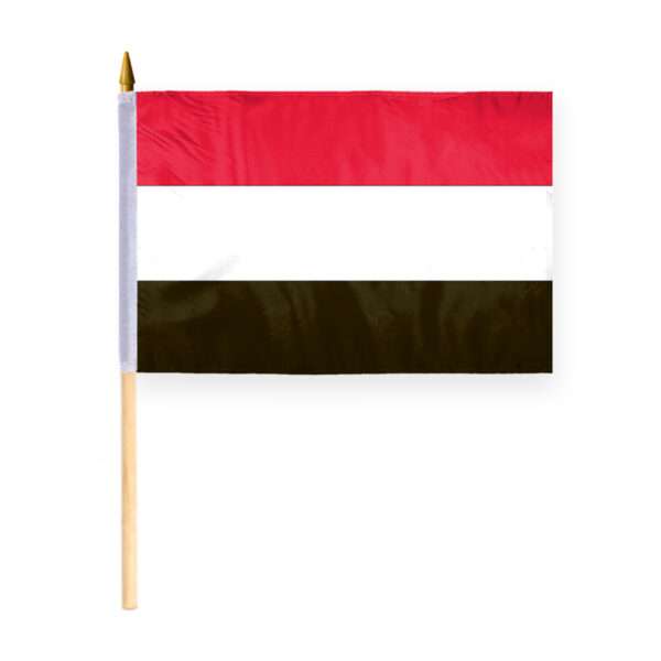 Yemen Flag 12x18 inch - 24" Wood Pole 100% Polyester Double Stitched Yemeni Mini Handheld Flag
